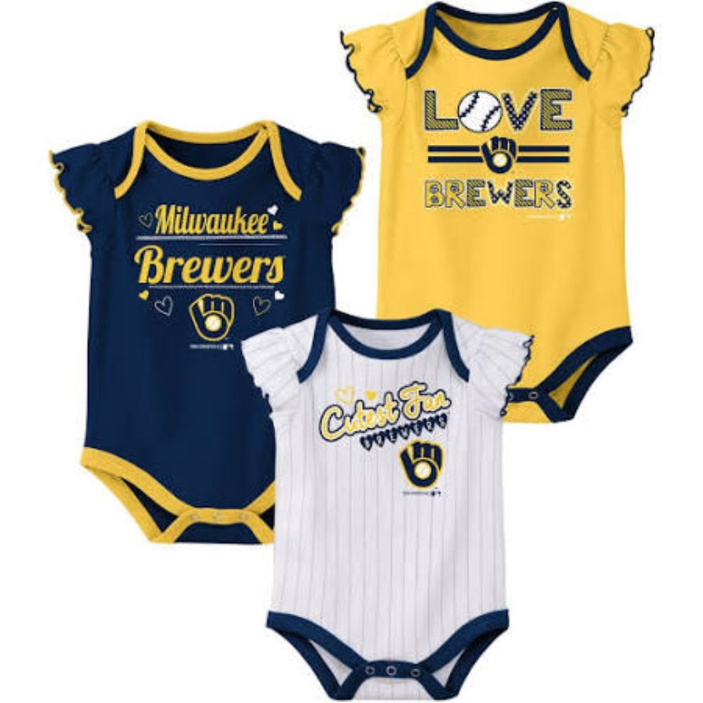 Milwaukee Brewers Girls' Bodysuit 3pk